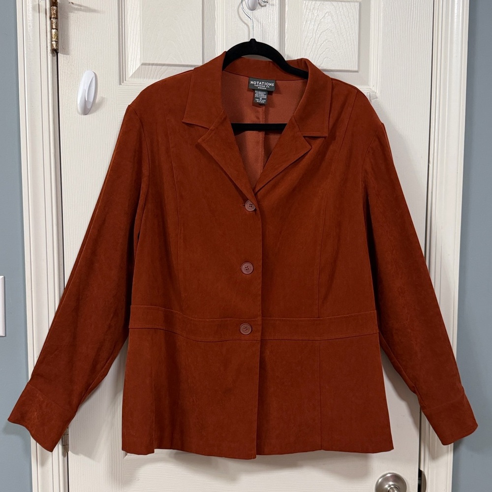 Suede Rust Orange Blazer By Notations Rust Coasta… - image 3